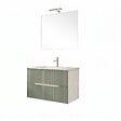 KIAMAMI VALENTINA - Meuble Salle De Bain Suspendu 80Cm Chêne Glacé Et Vert Sauge | Magnolia - vignette