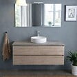 KIAMAMI VALENTINA - Meuble Salle De Bain Suspendu 120 Cm Chêne Well Avec Plan Beton, Miroir 120X60 Et Lampe | Berlin - vignette
