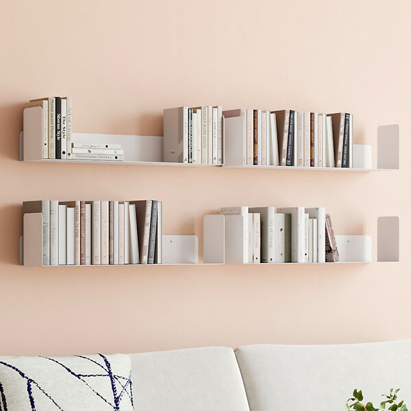 ID MARKET - Lot de 4 étagères 60x15 cm pour livres METRA blanches - large