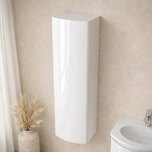 KIAMAMI VALENTINA - Colonne De Salle De Bain Suspendue Blanc Brillant Moderne Gain De Place Porte Courbe | Los Angeles - large