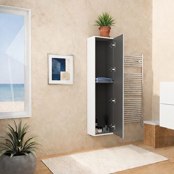 KIAMAMI VALENTINA - Colonne De Salle De Bain Blanche Mate Compacte Moderne H 139 Cm | Hollywood - large