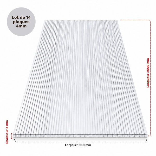 MCCOVER - Plaque polycarbonate alvéolaire 4mm Translucide, l.105 cm, L.50 cm - large