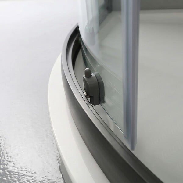 KIAMAMI VALENTINA - Cabine De Douche Semi-Circulaire 90X90x190 Cm Verre Transparent Et Profilés Gun Metal | City - large