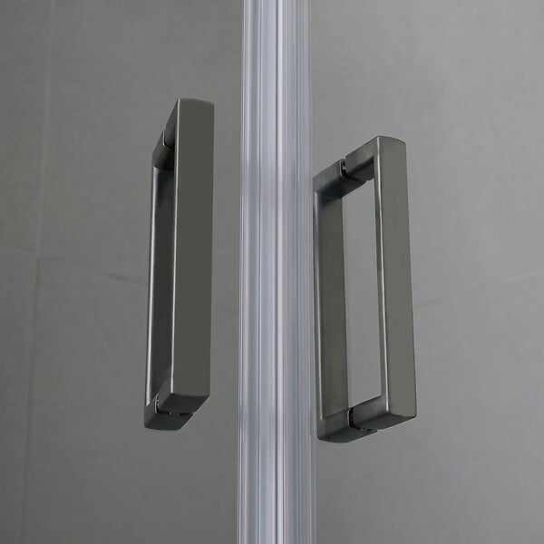 KIAMAMI VALENTINA - Cabine De Douche Semi-Circulaire 80X80 Cm Gun Metal Verre Transparent Portes Coulissantes | City - large