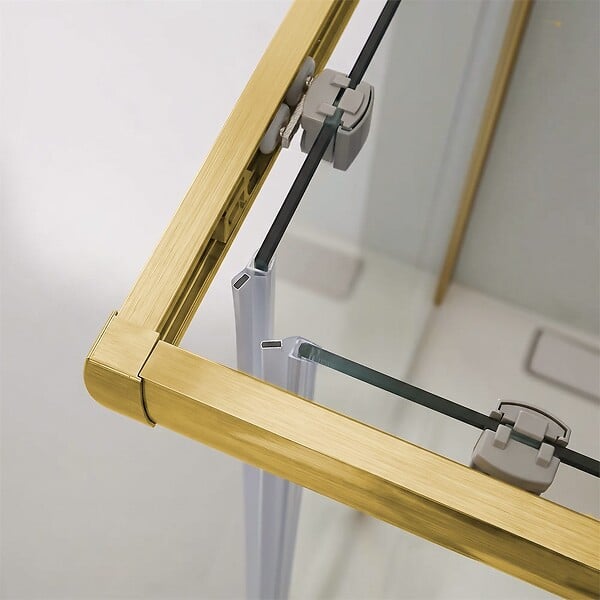 KIAMAMI VALENTINA - Cabine De Douche 80X100x190 Cm Profils Or Brossé Verre Transparent | City - large