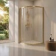 KIAMAMI VALENTINA - Cabine De Douche Semi-Circulaire 90X90x190 Cm Or Brossé Verre Transparent | City - vignette