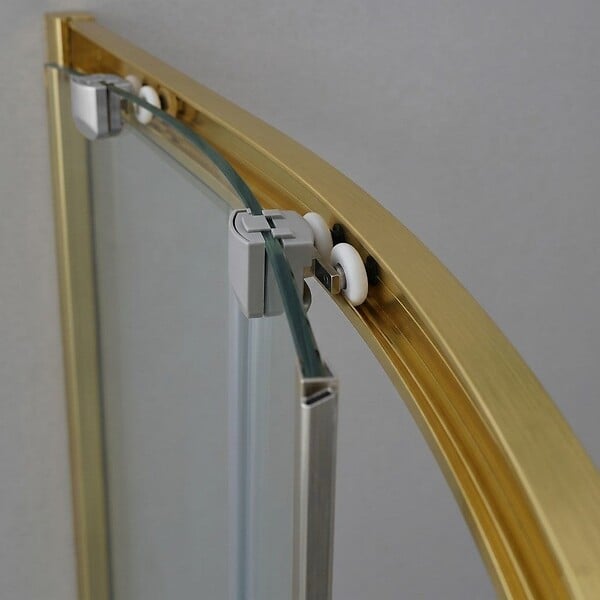 KIAMAMI VALENTINA - Cabine De Douche Semi-Circulaire 90X90x190 Cm Or Brossé Verre Transparent | City - large