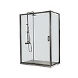 KIAMAMI VALENTINA - Porte De Douche Pour Niche 100 Cm Avec Panneau Fixe Et Coulissant En Verre Transparent | City - vignette