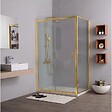 KIAMAMI VALENTINA - Porte De Douche Niche Or Brossé 100 Cm + Paroi Fixe 80 Cm | City - vignette