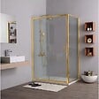KIAMAMI VALENTINA - Porte De Douche Or Brossé Avec Panneau Fixe Et Coulissant 110Cm + Paroi Latérale 70Cm | City - vignette