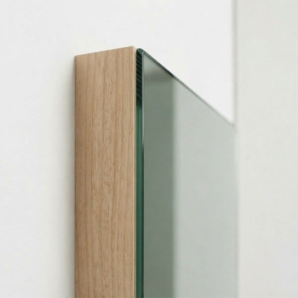 KIAMAMI VALENTINA - Miroir Carré 30X30 Cm Avec Cadre En Mdf Plaqué, Finition Bois Naturel - large