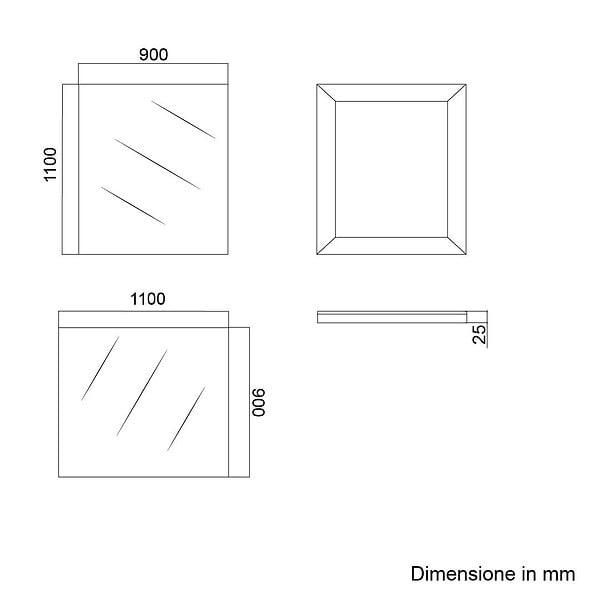 KIAMAMI VALENTINA - Miroir Simple 90X110 Cm Bord Poli Antichoc Pour Salle De Bain Moderne - large