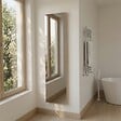 KIAMAMI VALENTINA - Miroir Mural Rectangulaire 40X150 Cm Avec Cadre Mdf Finition Bois Naturel, Fixation Facile - vignette