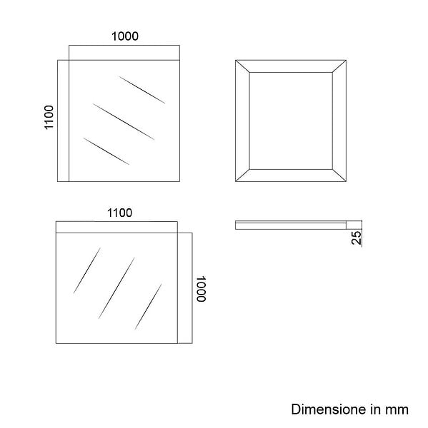 KIAMAMI VALENTINA - Miroir Salle De Bain 100X110 Cm Avec Lampe Led Intégrée, Design Minimaliste - large
