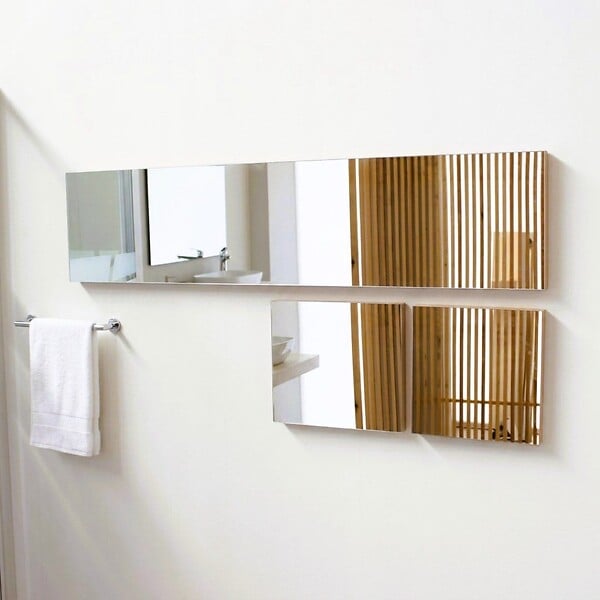 KIAMAMI VALENTINA - Miroir Mural 30X130 Cm Cadre Mdf Noir Finition Brillante, Fixation Facile - large