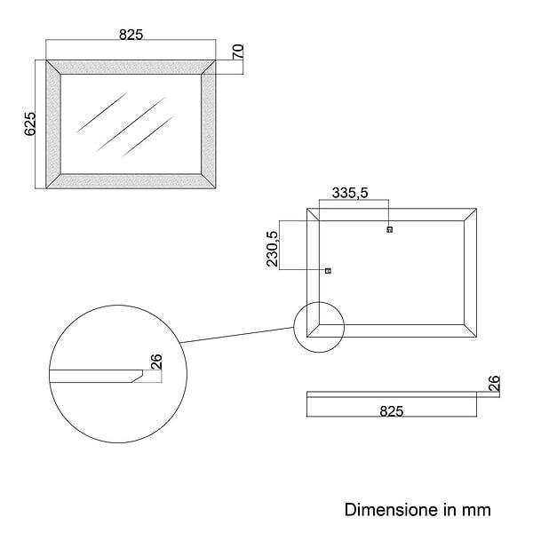 KIAMAMI VALENTINA - Miroir Rectangulaire Avec Cadre En Mdf Blanc Réversible 62,5X82,5Cm - large