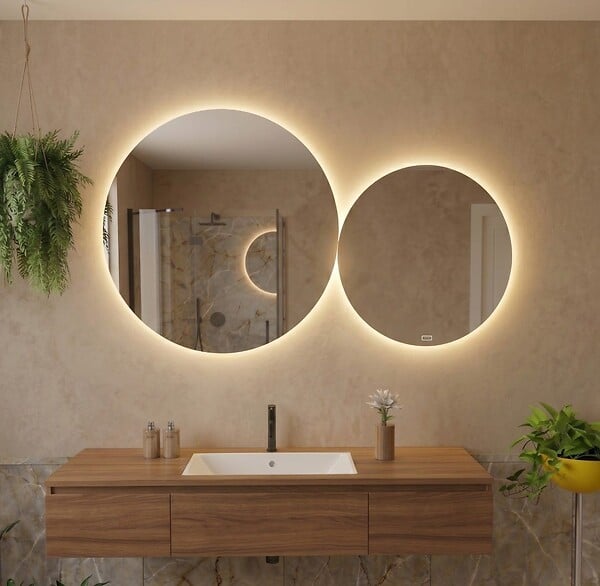KIAMAMI VALENTINA - Miroir Rond 60 Cm Rétroéclairé Led Avec Commande Tactile - large