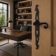 SECURY-T - Poignées de porte fer forgé COQ noir 330X36 mm Trou de cylindre i - vignette