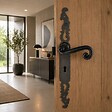 SECURY-T - Poignées de porte fer forgé COQ vieil argent 330X36 mm Trou de clé L - vignette
