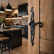 SECURY-T - Poignées de porte fer forgé COQ vieil argent 330X36 mm Trou de cylindre i - vignette