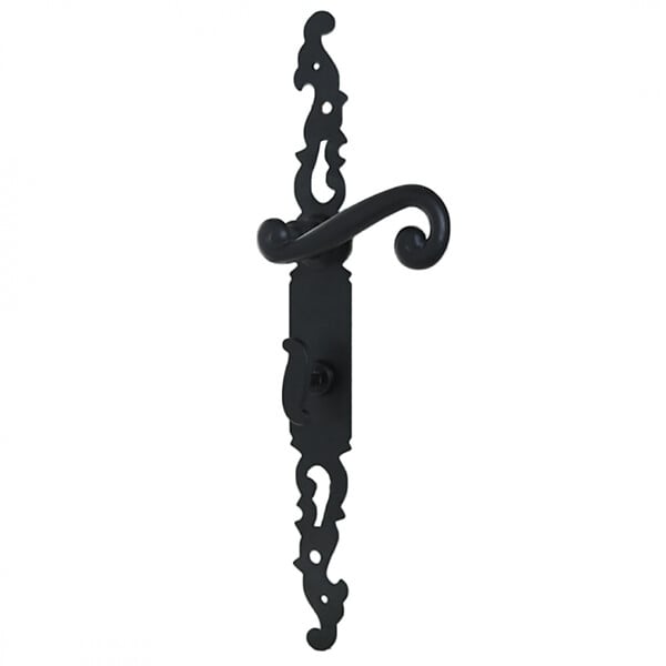 SECURY-T - Poignées de porte fer forgé COQ noir 330X36 mm à condamnation - large