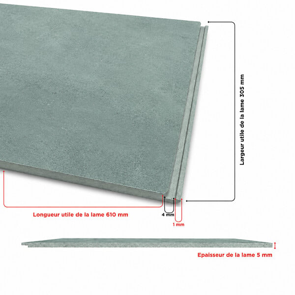 MCCOVER - Dalle SPC clipsable sol et mur 5,58 m² béton ciré - 305 x 610 mm, usure 0,5 mm Béton ciré - large