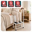 VOUNOT - Marche pied en acier avec barre d’appui plateforme antiderapante 38x26cm blanc - vignette