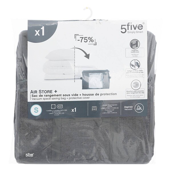 5 FIVE SIMPLY SMART - Housse rangement sous vide 40x40x25cm "Air-Store" - large