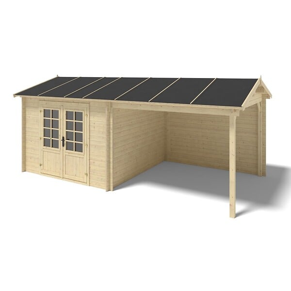 ALTANKA - Abri de jardin en bois - 18m2 - 5.79x3m - Ep. 28mm - Couleur: naturel - DOM764 - large