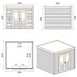 ALTANKA - Abri de jardin en bois Sora 3.09x3.09m - 9.55m2 - Ep. 28mm - Traité - 000476 - vignette