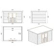ALTANKA - Abri de jardin en bois Freya 4.09x3.09m - 12.64m2 - Ep. 28mm - Traité - 000467 - vignette