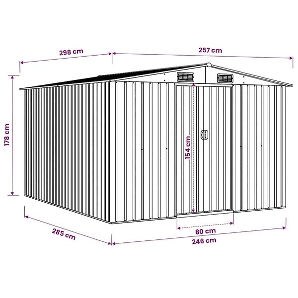 VIDAXL - vidaXL Abri de jardin 257x298x178 cm Métal Anthracite - large