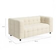 ID MARKET - Canapé droit 2 places capitonné AMANCE en tissu bouclette beige - vignette