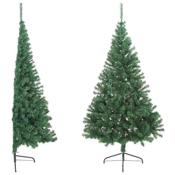 VIDAXL - vidaXL Sapin de Noël artificiel moitié avec support vert 210 cm PVC - large