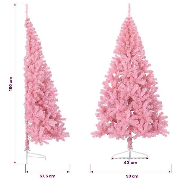 VIDAXL - vidaXL Demi sapin de Noël artificiel avec support Rose 180 cm PVC - large