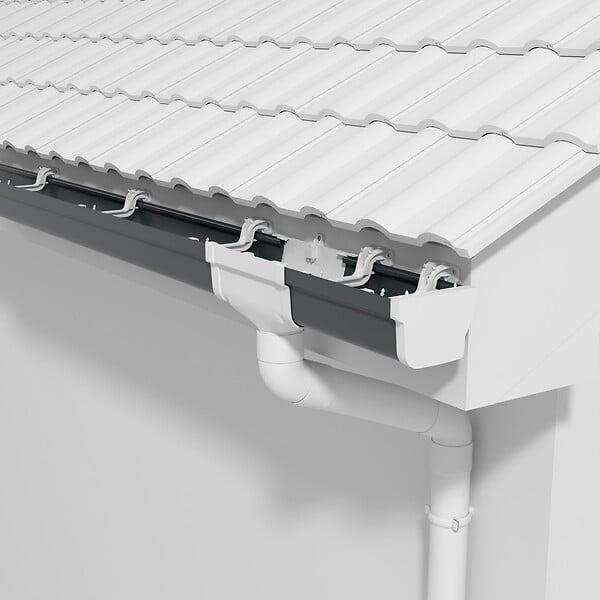 MON MARCHE DECO - Gouttière PVC Moulurée dév 300 mm - Long. 1,90 m - Anthracite - large