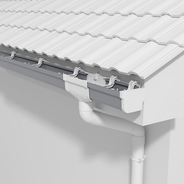 MON MARCHE DECO - Gouttière PVC Moulurée dév 300 mm - Long. 1,90 m - Gris - large