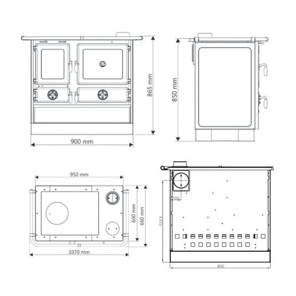 INTERSTOVES - Cuisinière à bois MAGNUM MBS en fonte | Sortie côté droit - - large
