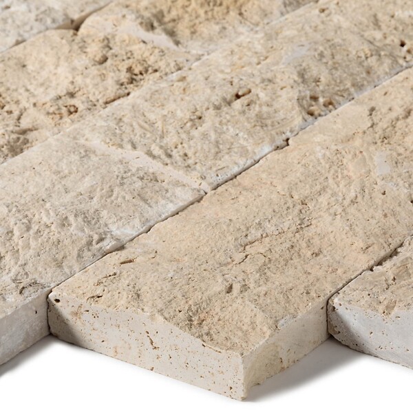 RO'MA NATURE - Brique de parement Travertin Beige Nuancé LLx10 cm (lot de 1 m²) - large