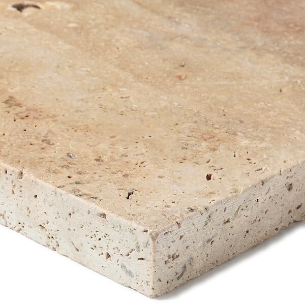 RO'MA NATURE - Pas japonais Rectangle Travertin Beige Nuancé 61x40,6x3 cm (à l'unité) - large