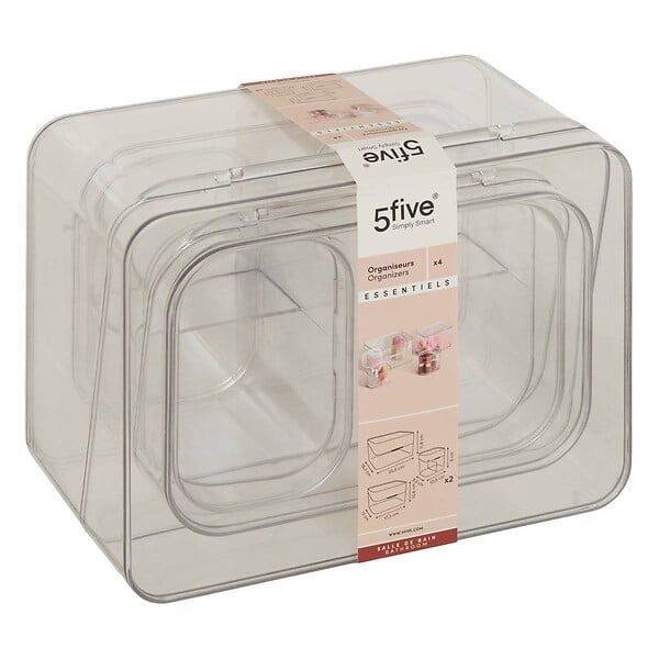 5 FIVE SIMPLY SMART - Organiseur de tiroir 4 pièces transparent - large