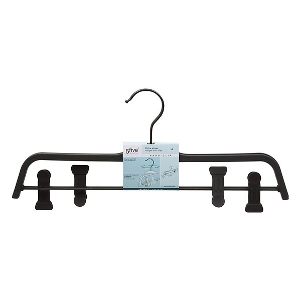 5 FIVE SIMPLY SMART - 2 cintres Hang'Clip L.37,5cm noir - large