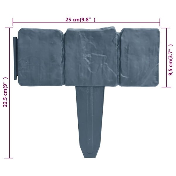VIDAXL - vidaXL Clôture de jardin/pelouse plastique aspect de pierre 41 pcs 10m - large