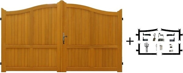 GD MENUISERIES - Portail En Bois Plein L3,50m x H1,60/1,80m - large