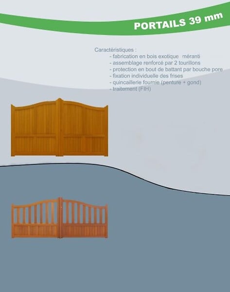 GD MENUISERIES - Portail En Bois Plein L3,50m x H1,60/1,80m - large