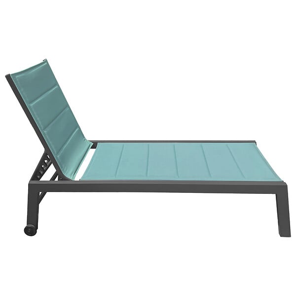 HAPPY GARDEN - Bain de soleil BARBADOS en textilène vert d'eau - aluminium anthracite - large