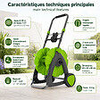 VITO - Chariot Dévidoir Tuyau d'Arrosage jusqu'à 45m 1/2" Enrouleur Tuyau Guide Poignée Télescopique Manivelle 2 roues Jardin VITO - vignette