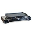 ALPENTECH - Plaque Plancha Grill 53 x 28 cm pour Réchaud Gaz 2 Feux Surface Lisse et Rainurée Plaque Cuisson Aluminium ALPEN CAMPING - vignette