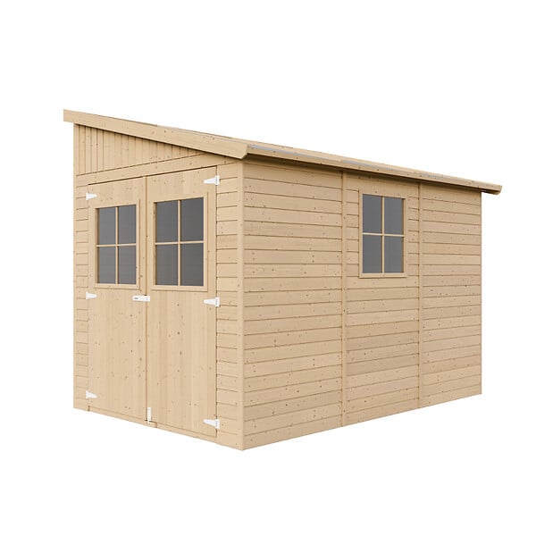 TIMBELA - TIMBELA M339A  Abri de Jardin en Bois Naturel (avec paroi latérale) -H244xl218xL318 cm/6 m2 - large