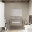 KIAMAMI VALENTINA - Meuble De Salle De Bain Tiroirs Gris Mat, Côtés En Chêne Blanc 100Cm | Magnolia - vignette